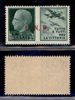 REPUBBLICA SOCIALE - GNR BRESCIA - 1943 - Propaganda - 25 Cent Aviazione (15/IIec) Con Punto Grosso Dopo R - Gomma Integ - Other & Unclassified