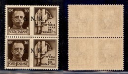 REPUBBLICA SOCIALE - GNR BRESCIA - 1943 - Propaganda - 30 Cent Milizia (20/I + 20/II Varietà) - Coppia Di Tipi Diversi - - Other & Unclassified