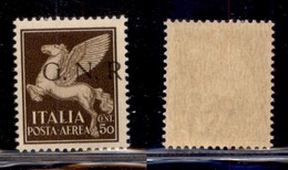 REPUBBLICA SOCIALE - GNR BRESCIA - 1943 - Posta Aerea - 50 Cent (118/Id) Con Soprastampa Spostata - Punto A Cavallo - Go - Other & Unclassified