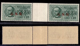 REPUBBLICA SOCIALE - GNR BRESCIA - 1943 - Espressi - 1,25 Lire (19/II) - Coppia Con Interspazio Al Centro - Gomma Integr - Autres & Non Classés