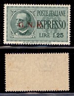 REPUBBLICA SOCIALE - GNR BRESCIA - 1943 - Espressi - 1,25 Lire (19/II Varietà B) - Soprastampa Sull’effigie - Gomma Inte - Other & Unclassified