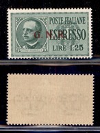 REPUBBLICA SOCIALE - GNR BRESCIA - 1943 - Espressi - 1,25 Lire (19/IIh) - Punto Piccolo Dopo G - Gomma Integra - Autres & Non Classés