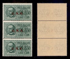 REPUBBLICA SOCIALE - GNR BRESCIA - 1943 - Espressi - Trittico Del 1,25 Lire (19/II + 19/IIa + 19/III) - Gomma Integra (1 - Autres & Non Classés