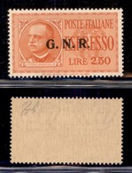 REPUBBLICA SOCIALE - GNR BRESCIA - 1943 - Espressi - 2,50 Lire (20/IIk) - Punto Piccolo Dopo R - Gomma Integra - Cert. A - Andere & Zonder Classificatie