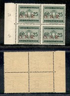 REPUBBLICA SOCIALE - GNR BRESCIA - 1943 - Segnatasse - 25 Cent (50/I) In Quartina - Gomma Integra (120+) - Other & Unclassified