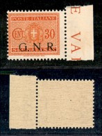 REPUBBLICA SOCIALE - GNR BRESCIA - 1943 - Segnatasse - 30 Cent (51/Ib - Varietà) - Soprastampa In Basso A Destra - Gomma - Autres & Non Classés