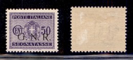 REPUBBLICA SOCIALE - GNR BRESCIA - 1943 - Segnatasse - 50 Cent (53/I) - Gomma Originale (250) - Andere & Zonder Classificatie
