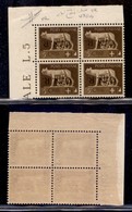 REPUBBLICA SOCIALE - GNR VERONA - 1944 - 5 Cent (470a) - Quartina Angolare Con Soprastampe Capovolte - Gomma Integra - P - Sonstige & Ohne Zuordnung