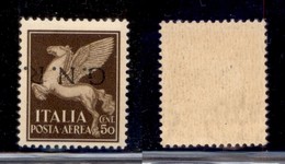 REPUBBLICA SOCIALE - GNR VERONA - 1944 - Posta Aerea - 50 Cent (118a) Con Soprastampa Capovolta - Gomma Integra (110) - Sonstige & Ohne Zuordnung