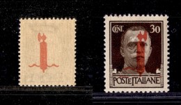 REPUBBLICA SOCIALE - PROVVISORI - 1944 - Verona - 30 Cent (492Es) - Fascio Rosso Arancio Con Decalco - Gomma Integra (40 - Sonstige & Ohne Zuordnung