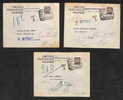 REPUBBLICA SOCIALE - SERVIZI - 10 Cent (3 - Recapito) Su Busta Per Città (Milano 11.11.43) Rispedita Al Mittente Con Tas - Other & Unclassified