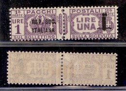 REPUBBLICA SOCIALE - SERVIZI - 1944 - Pacchi Postali - 1 Lira (42a) Con Soprastampa Corta - Gomma Originale (60) - Andere & Zonder Classificatie