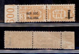 REPUBBLICA SOCIALE - SERVIZI - 1944 - Pacchi Postali - 3 Lire (44) Bordo Foglio - Gomma Integra (175) - Other & Unclassified