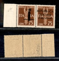 REPUBBLICA SOCIALE - SAGGI - 1944 - Saggi - Genova - 75 + 75 Cent (P3 - Aerea) - Gomma Integra - Raybaudi (600) - Sonstige & Ohne Zuordnung