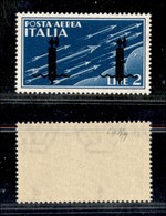 REPUBBLICA SOCIALE - SAGGI - 1944 - Saggi - Verona - 2 Lire (P15A - Aerea) Con Doppi Fasci - Gomma Integra - Cert. Colla - Sonstige & Ohne Zuordnung