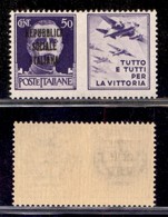 REPUBBLICA SOCIALE - SAGGI - 1944 - Saggi - Propaganda - 50 Cent Aviazione Con Soprastampa (in Nero) Non Adottata - Gomm - Other & Unclassified