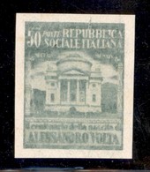 REPUBBLICA SOCIALE - SAGGI - 1945 - Saggi - Volta - 50 Cent Verde Chiaro (Unificato 513A) Non Dentellato - Senza Gomma - Other & Unclassified
