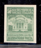 REPUBBLICA SOCIALE - SAGGI - 1945 - Saggi - Volta - 50 Cent Verde Giallo (Unificato 513A - Carta Bianca) Non Dentellato  - Sonstige & Ohne Zuordnung