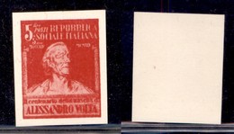 REPUBBLICA SOCIALE - SAGGI - 1945 - Saggi - Volta - 5 Lire (Unificato 513D - Carta Bianca) Non Dentellato - Senza Gomma - Other & Unclassified