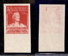 REPUBBLICA SOCIALE - SAGGI - 1945 - Saggi - Volta - 5 Lire (Unificato 513D - Carta Bianca) Bordo Foglio - Non Dentellato - Sonstige & Ohne Zuordnung