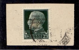 LOCALI - BASE ATLANTICA - 1943 - 25 Cent (9) Usato Su Frammento - I Di Italia Diverso - Non Catalogato - Other & Unclassified