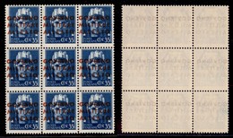 LOCALI - GMA NAPOLI - 1943 - 35 Cent (11ga) - Blocco Di 9 Con Soprastampe A Sinistra - Gomma Integra - Sonstige & Ohne Zuordnung