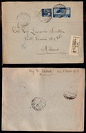 REPUBBLICA - Democratica - 5 Lire (555) + 25 Lire (131 - Aerea) Su Raccomandata Da Livorno A Milano Del 7.10.46 - Autres & Non Classés