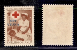 AMGVG - TRIESTE - LITORALE - TRIESTE B - 1953 - 2 Din Croce Rossa (93a) - Doppia Croce - Gomma Originale (250) - Other & Unclassified