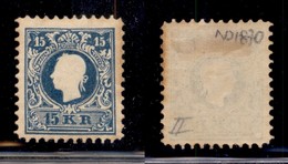 EUROPA - AUSTRIA - 1870 - Ristampe - 15 Kreuzer (15/II) - Gomma Originale - Andere & Zonder Classificatie