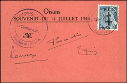 EUROPA - FRANCIA - Bourg D’Oisans - 9,50 Su 50 (1) Annullato Su Cartolina - Oisans 14.7.44 - Sonstige & Ohne Zuordnung