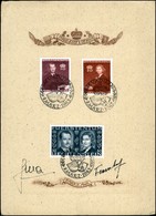 EUROPA - LIECHTENSTEIN - Nozze 7.3.43 (211/213) - Cartoncino Commemorativo Con Firme Autografe - Autres & Non Classés
