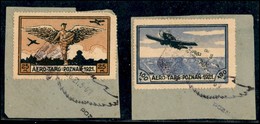 EUROPA - POLONIA - 1921 - Aerotarg Poznan (1/11 - Aerea) - Usati Su Due Frammenti Con Annulli Speciali - Other & Unclassified