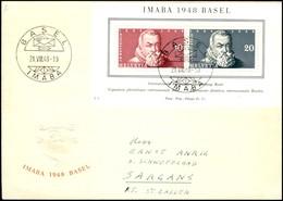 EUROPA - SVIZZERA - Imaba 1948 (13 - Foglietti) - Busta Ufficiale FDC Da Basilea Del 21.8.48 - Autres & Non Classés