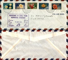 OLTREMARE - ANGOLA - Aerogramma Affrancato Con Fiori (43/47) - Serie Completa FDC Da Curacao A Genova Del 17.5.55 - Other & Unclassified