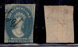 OLTREMARE - AUSTRALIA - 1857/1858 - 4 Pence Vittoria Blu Scuro (11b) - Usato - Andere & Zonder Classificatie