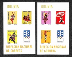 OLTREMARE - BOLIVIA - 1972 - Foglietti Balli Popolari Con Simbolo Sapporo ‘72 (Block 32/33) - 2 Foglietti - Gomma Integr - Altri & Non Classificati