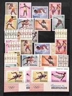 OLTREMARE - BURUNDI - 1964 - Olimpiadi Tokyo (125/134 + Block 5 A+B) - 2 Serie Complete + 2 Foglietti Dentellati E Non - - Other & Unclassified