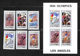 OLTREMARE - FILIPPINE - 1984 - Olimpiadi Los Angeles (1604/1609 + Block 25) - Serie Completa + Foglietto - Non Dentellat - Sonstige & Ohne Zuordnung