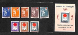 OLTREMARE - PARAGUAY - 1964 - Olimpiadi Tokyo (1265/1272 + Block 50) - Serie Completa + Foglietto - Gomma Integra (38) - Sonstige & Ohne Zuordnung