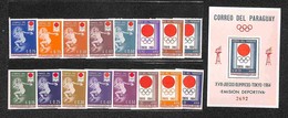 OLTREMARE - PARAGUAY - 1964 - Olimpiadi Tokyo (1265/1280 + Block 50) - Serie Completa Dentellati E Non + Foglietto - Gom - Other & Unclassified