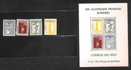OLTREMARE - PERÙ - 1956 - Soprastampati Olimpiadi Montreal (547/550 + Block 2) - Serie Completa + Foglietto - Gomma Inte - Other & Unclassified