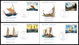 OLTREMARE - POLINESIA FRANCESE - 1976 - Piroghe (224/227) - Serie Completa - 4 FDC 16.12.76 - Andere & Zonder Classificatie