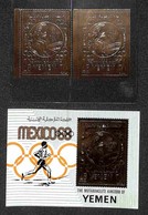 OLTREMARE -  YEMEN  - 1968 - 28 Bogasch Foglia D’oro Olimpiadi Messico (626 A+B + Block 143) - Dentellato E Non + Foglie - Other & Unclassified