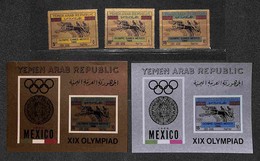 OLTREMARE -  YEMEN  - 1968 - Olimpiadi Messico (742/744 + Block 71/72) - Serie Completa + Foglietti - Gomma Integra (45) - Sonstige & Ohne Zuordnung