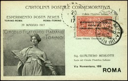 POSTA AEREA - AEROGRAMMI - PRIMI VOLI - ITALIA - 1917 (20 Maggio) - Torino Roma - Cartolina Speciale Del Volo - Otros & Sin Clasificación