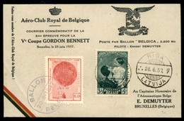 POSTA AEREA - AEROGRAMMI - PRIMI VOLI - BELGIO - 1937 (20 Giugno) - Coppia Gordon Bennett/Ballon Belgica - Other & Unclassified