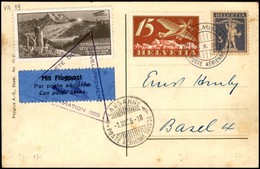 POSTA AEREA - AEROGRAMMI - PRIMI VOLI - SVIZZERA - 1926 (31 Ottobre) - Leisin Losanna - Cartolina Per Basilea Con Vignet - Other & Unclassified