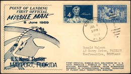 POSTA AEREA - AEROGRAMMI - PRIMI VOLI - POSTA RAZZO - 1959 (8 Luglio) - Missile Mail - Aerogramma Da Mayport - Other & Unclassified