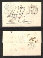 PREFILATELICHE - 1827 (6 Giugno) - Angleterre (rosso) + Pout Beauvaisin + Corrisp Da Genova + S.F.O.F. Bologna - Lettera - Sonstige & Ohne Zuordnung