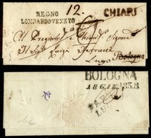 PREFILATELICHE - Chiari (ripassato A Penna All’epoca) + Regno Lombardo Veneto - Involucro Di Letterina Per Bologna Del 1 - Other & Unclassified